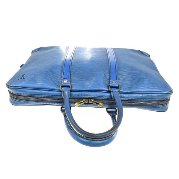 LOUIS VUITTON Porte Documents Voyage Briefcase Hand Bag Epi Blue - Picture 6 of 16